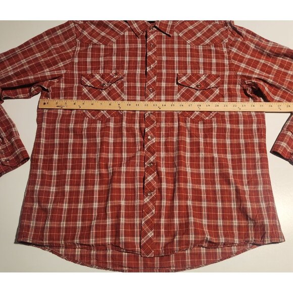 Old Navy Pearl Snap Shirt Western Red Black Plaid Rodeo Cowboy Mens XXL‎ 2XL EUC - Picture 11 of 13
